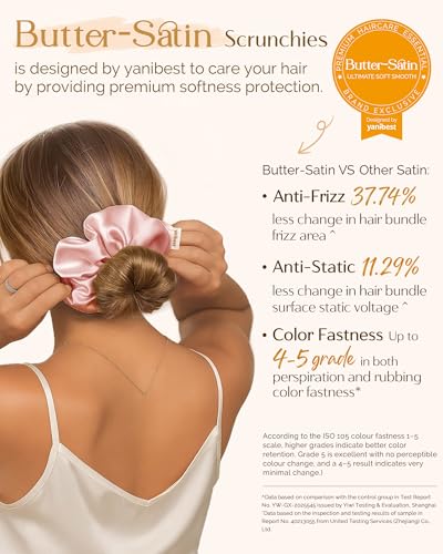 Yanibest 8 Pcs Satin Scrunchies - Silk Feeling Scrunchies Ponytail Holders - color: BlushChampagne
