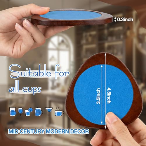 Newtay 6 Pcs Mid Century Modern Coasters Wood Absorbent Coaster,Blue - color: Blue