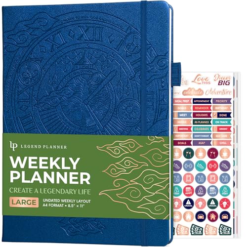 Legend Planner Undated, Weekly & Daily Goal Journal, A4 Mystic Blue - color: Mystic Blue (Undated), size: A4 (8.2'' x 11'')