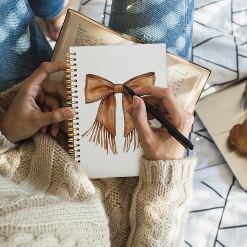 Western Coquette Bow Spiral Notebook, Cowgirl Cowhide Bow Journal, Cowgirl Aesthetic Notebooks for Women, Western Office Supplies, Coquette Hardcover Notebooks 5.5x8.3 - color: Cowgirls Bow