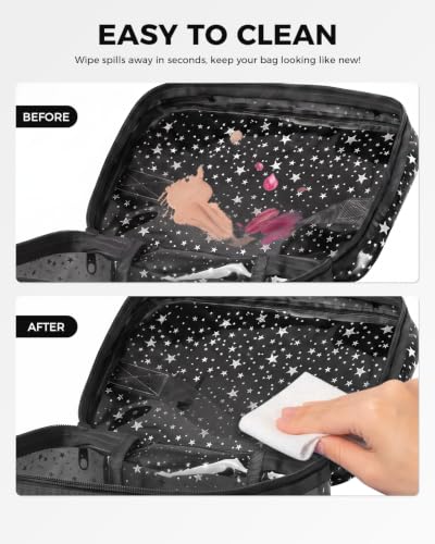 Star Clear Makeup Bag, Waterproof Travel Cosmetic Bag Toiletry bag,Black - color: Black