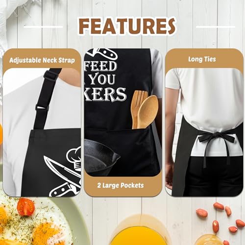 Funny Adult Humor Grilling Aprons for Men with 2 Pockets, Cooking Apron for Dad, Gag Gifts for Men, Adjustable BBQ Apron for Husband, Chef Kitchen Gifts for Birthday & Father’s Day - A01 - color: I'll Feed All You Fuckers 1