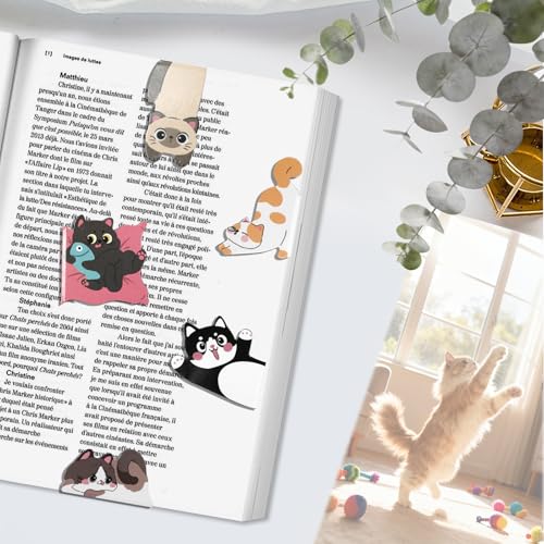 10 Pcs Magnetic Bookmarks, Cute Cat Double-Sided Printed Page Book Markers, Perfect Bookmark for Women, Ideal Gifts for Readers Teachers Students Book Lovers - style: big cat