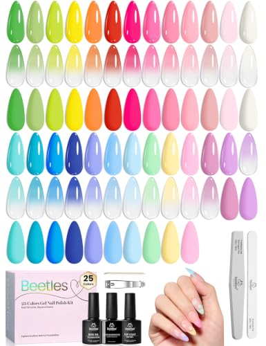 Beetles Pastel Gel Nail Polish Set, 25 Colors Gel Polish Kit, - color: C-Blooming Dye
