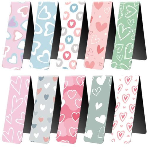 Magnetic Bookmarks, Page Markers, 10 Love Pattern Designs - color: Love Theme