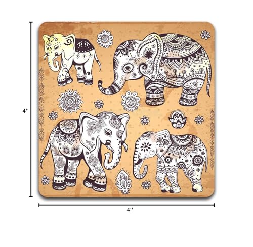Personality Elephant Square Coaster Set - Made of Recycled Rubber-Set of 4 - color: Personality Elephant