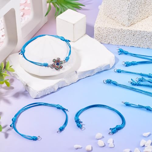 20Pcs Teal Adjustable Braided Cord Colorful Waxed Thread Half Finished Bracelet with Jump Rings for Wrist DIY Women Jewelry Making Friendship Fashion Bangle Accessory - color: Teal
