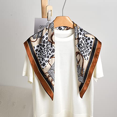 100% Mulberry Silk Scarf - 25.6" Square Neckerchief & Headscarf Gift Packed - color: Dark Brown