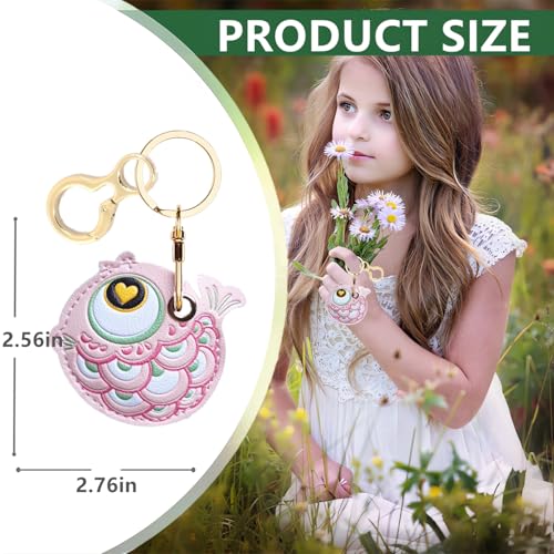 BORKUANA PU Leather Keychain Holder Protective Case Compatible with AirTag - color: Fish Pink