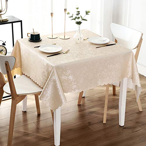 Smiry Square Waterproof Heavy Duty Vinyl Tablecloths, 54 x 54 Inch - color: Beige, size: 54" x 54" (Square)