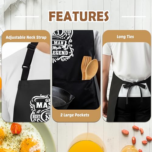 Grill Meister Funny Aprons for Men with 2 Pockets, Cooking Apron for Dad, Gag Gifts for Men, Adjustable BBQ Grilling Apron for Husband, Chef Kitchen Gifts for Birthday & Father’s Day - A16 - color: Grill Master 5