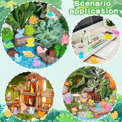 120PCS Glow in the Dark Mini Resin Animals 20 Styles of Luminous Ducks dinosaurswls Frogs and More Tiny Figurines for Fairy Garden Aquarium Terrarium Potted Plants Dollhouse Decor - color: 120pcs-animals Style2