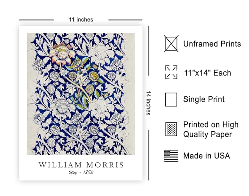 Poster Master William Morris Poster - Wey Print - Flower Art - Botanical Art - Exhibition Artwork - Textile Pattern Piece - Floral Illustration - Aesthetic Creation - Office or Living Room Decor - 11x14 UNFRAMED Wall Print - color: Style-03, size: 11"L x