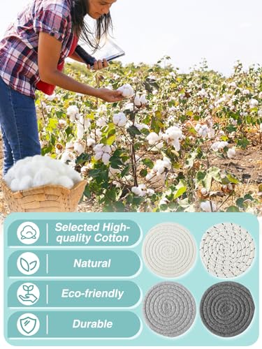 ANPHSIN Handmade Woven Drink Coasters, 8 Pcs Boho Absorbent Coasters