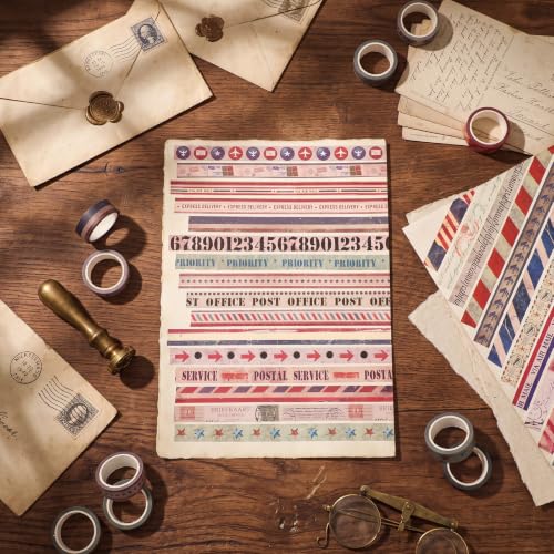 TaoBary 33 Rolls Washi Tape Set, 15mm Holiday Seasonal,Postal Style - style: Postal Style