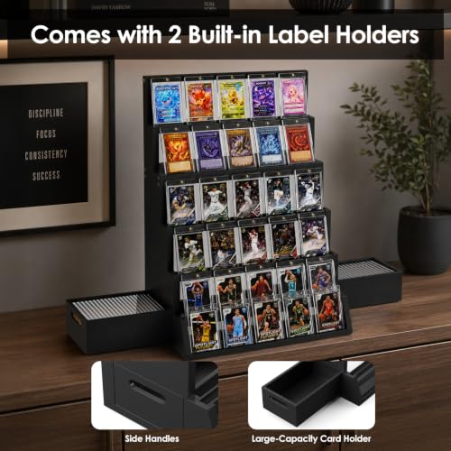 Detachable 6-Tier Card Display Stand Case&Shelf With Cards Storage Box - size: 35 Card-Black