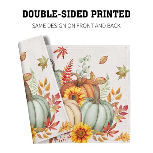 Pumpkins Maple Leaves Placemats Set of 4 Sunflowers Autumn Thanksgiving Table Mats 12 x 18 Inch Farmhouse Decoration for Party Dining Kitchen - color: Watercolor Pumpkin