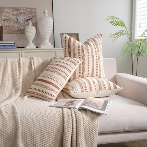 Cethom Brown Fall Rustic Boho Throw Pillow Covers 20x20 Inch Set of 2 - color: Brown, size: 20" x 20" (Pack of 2)