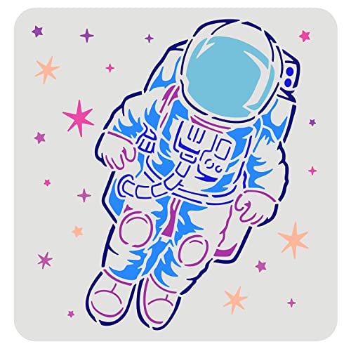 FINGERINSPIRE Astronaut Stencil 11.8x11.8in - Space Theme DIY Stencils for Furniture, Fabric, Canvas, Wood, Floor, Wall, Flat Crafts - color: Astronaut