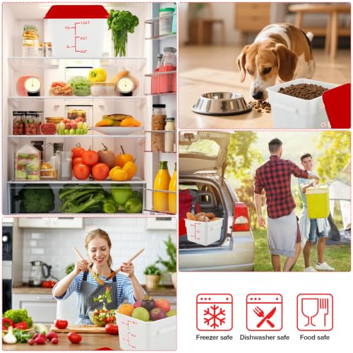 2 Pack Square Food Storage Container With Lid,12-22 Quart Commercial Storage Box With Scale & Handle,Cake Making,Dough Marinating Meat,Kitchen Supplies (Polypropylene, 12 Quart) - color: Polypropylene, size: Square-12 Quart