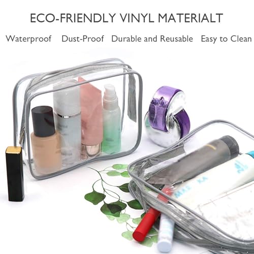 APREUTY 6 Packs Clear Makeup Bags, TSA Approved Toiletry Bags Set, Gray - color: Gray-6PCS (Large+Medium+Small)