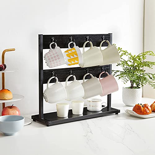 IBUYKE Coffee Mug Holder for Countertop,16 Hook Mug Tree,Black TBJ001B - color: Black, size: no shelf(16 mugs)
