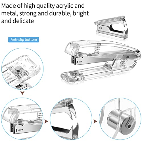 Silver Office Supplies Set Desk Accessory Kit, Acrylic Stapler Set - color: Silver