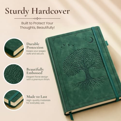 Lined Journal Notebook Hardcover Leather Bound 300 Pages A5 Green Diary - color: Dark Green, size: A5 300 Pages
