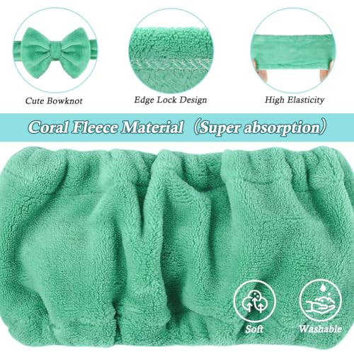 Shintop Face Wash Headband, Soft Women Spa Headwear with Bow - color: Pea Green