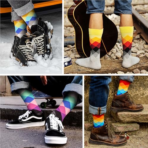 WeciBor Men's Combed Cotton Novelty Crew Socks Size 7-15 - color: Green/Blue/Red/Yellow/Grey/Multicolor Argyle-12m, size: 13-15