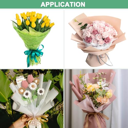 M METERXITY 152-Sheet Korean Cotton Wrapping Flower Paper, 11.8 Inch/ 30cm Waterproof Floral Wrapping Cotton Paper for Bouquets/Gift Packaging [Light Purple] - color: Light Purple