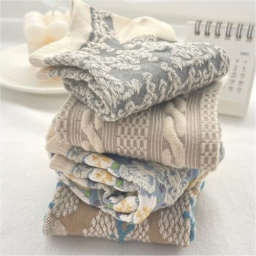 Lavish Lavender Argyle Frill Socks for Women, Dress Socks - color: 4pair-kahki-short