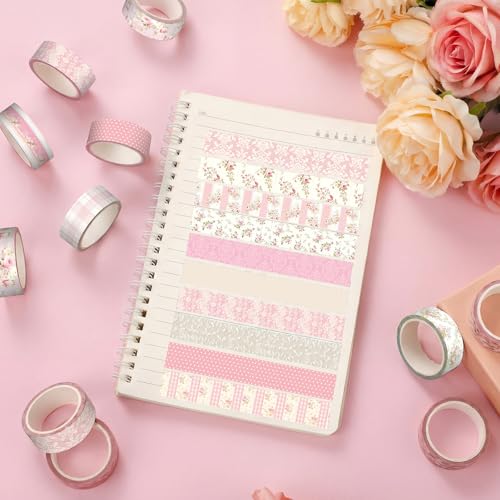 Gueevin 24 Rolls Floral Washi Tapes Set Scrapbook Supplies, Roses and Lace - style: Roses and Lace
