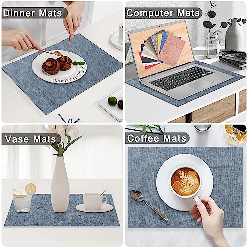 Homaxy PU Faux Leather Placemats for Dining Table, Set of 6, Blue - color: Blue