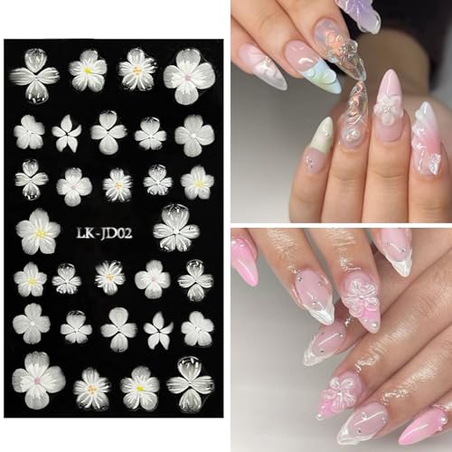 Flower Nail Stickers for Nail Art Plumeria Nail Decals for Women - color: Colorful-05