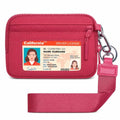 Wristlet Wallet for Women with Clear ID Window, Zip Coin Purse and Keychain - color: Raspberry