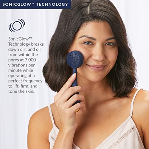 PMD Beauty Clean Facial Cleansing Brush – Waterproof Silicone Face Cleanser with Sonic Technology - color: Navy With Remove Cleansing Balm