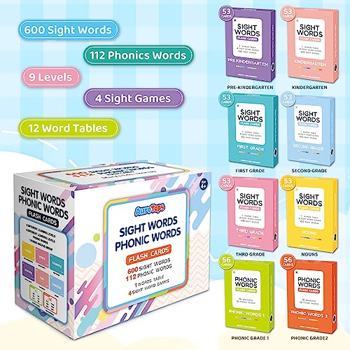 712 Sight Words/Phonics Flash Cards, Dolch & Fry High Frequency Site Words - style: 712 Sight Words