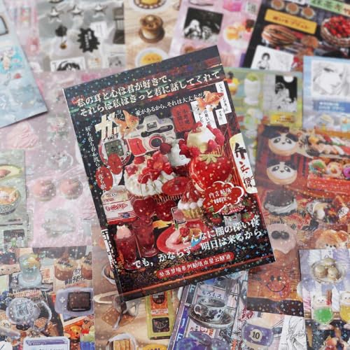 Tmtains 45 Sheets Japanese Manga Style Sticker Book 800+Pcs Heisei Retro Romantic Memory Series Manga Books Style Korean Sticker Aesthetic Japanese Stickers Book for Adults Valentine Gifts (Nebula) - color: Ah-red 2