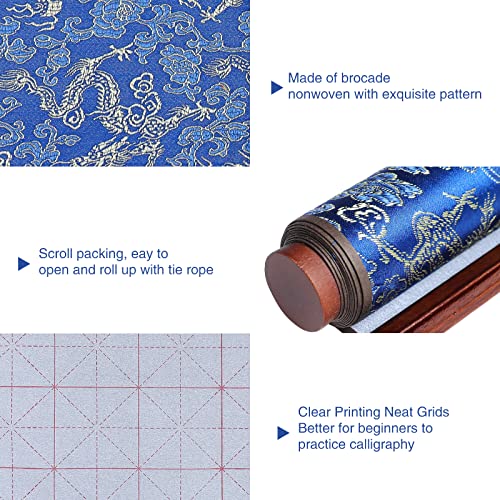 MEGREZ Reusable Water Writing Calligraphy Cloth Set No Ink Practice Kit - color: Blue