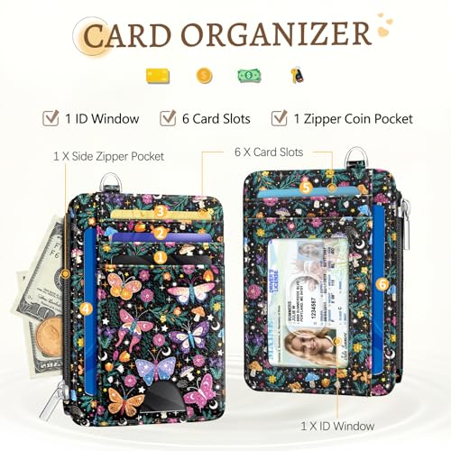 Kelvoris Credit Card Holder Small Wallet Women, Slim RFID, Butterflies - color: Butterfly