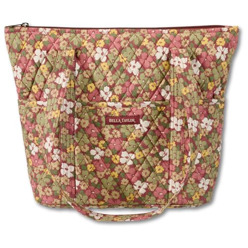 Bella Taylor Stride Tote, Quilted Shoulder Bag for Women - color: Autumn Garden