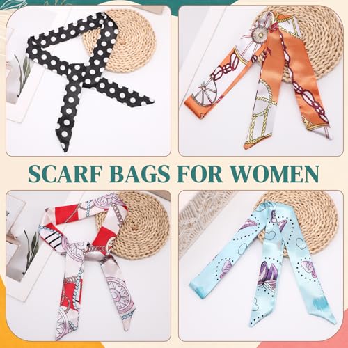 JATEBI Purse Scarf for Handbags 24 Pcs Women Head Scarf Set Narrow - color: Bright Colors Retro Mix