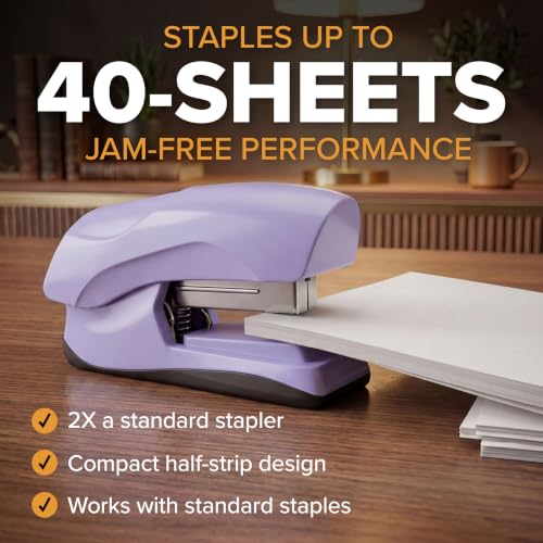 Bostitch Heavy Duty Stapler, 40 Sheet Capacity, No Jam, Purple - color: Purple, size: Pack of 1
