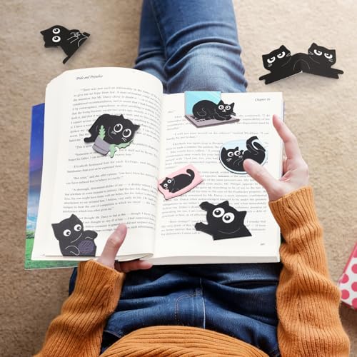 Cat Bookmark, Tumwisk 10PCS Cute Bookmarks Gifts for Cat Lovers - color: Black Cat