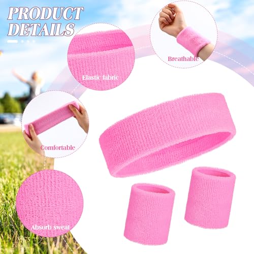 Sweatbands and Wristbands Set, Women, Men - color: Pink