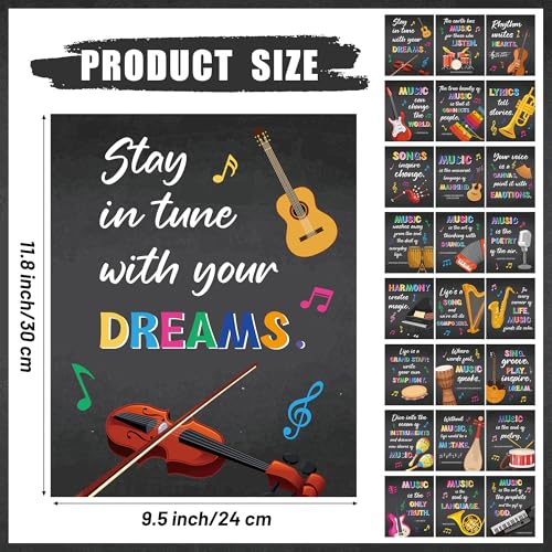 H1vojoxo Music Posters for Classroom - 24PCS Music Classroom Posters for Back to School Bulletin Board Decor Motivational Educational Musical Poster Wall Art Print for Elementary Middle High School