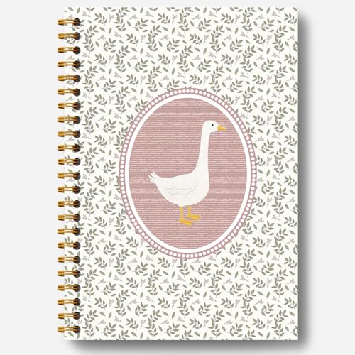 Guymn Vintage Pink Floral Goose Notebook, Cottagecore Botanical Goose Journal for Kids Girls, Geese Animal Lover Gifts Hardcover Spiral Notebooks Journals 5.5x8.3 Inch - color: Section 16