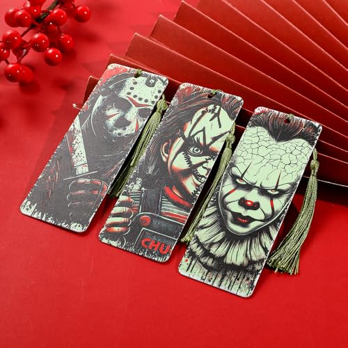 4 Styles Clown Halloween Character Acrylic Reading Bookmarks Set - color: 4pcs Killer a