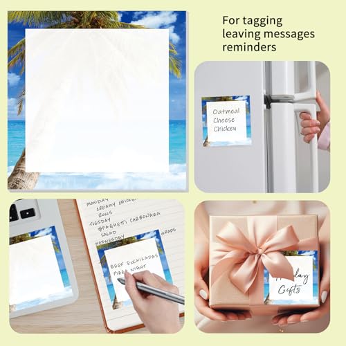 Cute Sticky Notes 3 x 3 in, 2 Pack Self Stick Note Pads with Fun Patterns, Strong Adhesive Memo Pads for Office School Home, 80 Sheets per Pad Sunny Beach - color: Sunny Beach